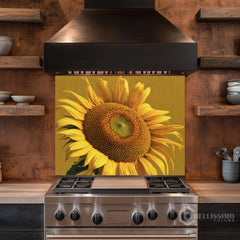 Painterly Sunflower Glass Backsplash