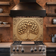 Gilded Tree of Life Glass Backsplash
