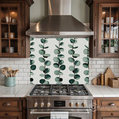Eucalyptus Repeat Pattern Glass Backsplash Design