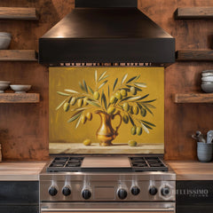 Honey Gold Olive Branch Glass Backsplash