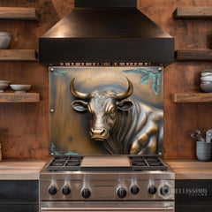 Embossed Bronze Glass Backsplash