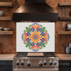 Vibrant Talavera Floral Glass Backsplash