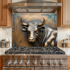 Embossed Bronze Glass Backsplash