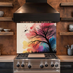 Bare Tree Digital Art Glass Backsplash Design