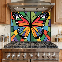 Colorful Butterfly Stained Glass Wall Art Panel