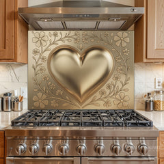 Engraved Brass Glass Backsplash