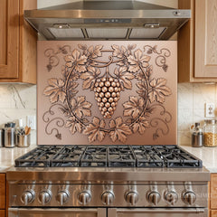 Decorative Copper and Brass Glass Backsplash