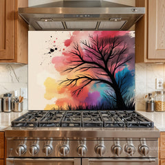 Bare Tree Digital Art Glass Backsplash Design