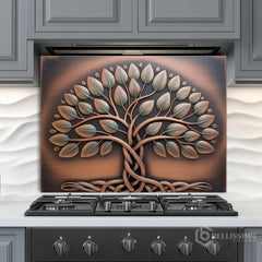 Antique Copper Tree of Life Glass Backsplash