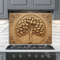 Gilded Tree of Life Glass Backsplash