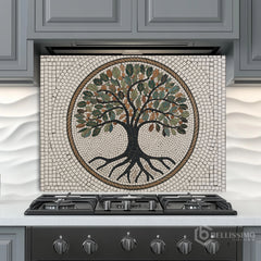 Victorian Embossed Glass Backsplash