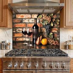 Dark Brown Wine Bottle Glass Backsplash Design