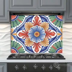 Hand-Painted Talavera Glass Backsplash