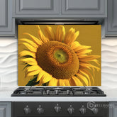 Painterly Sunflower Glass Backsplash