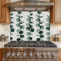 Eucalyptus Repeat Pattern Glass Backsplash Design