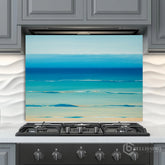 Full-Bleed Layered Sea Horizon Glass Backsplash