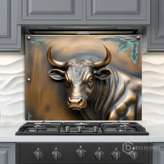 Embossed Bronze Glass Backsplash