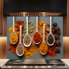 Full-Bleed Culinary Spice Spoon Grid Backsplash