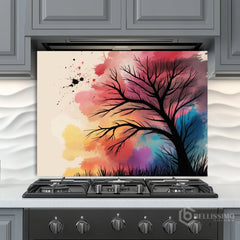 Bare Tree Digital Art Glass Backsplash Design
