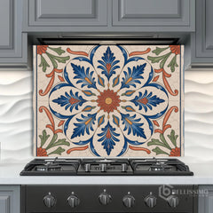 Ottoman Mediterranean Tile Medallion Glass Backsplash