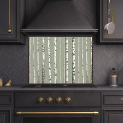Minimalist Birch Forest Glass Backsplash