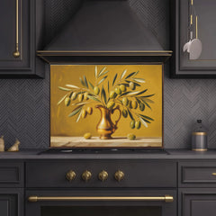 Honey Gold Olive Branch Glass Backsplash