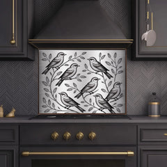Engraved Metal Design Glass Backsplash Panel