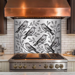 Engraved Metal Design Glass Backsplash Panel