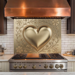 Engraved Brass Glass Backsplash