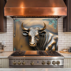 Embossed Bronze Glass Backsplash