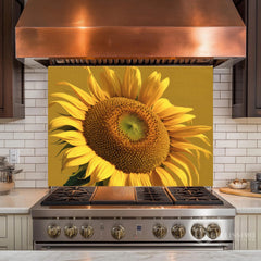 Painterly Sunflower Glass Backsplash