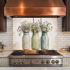 Three-Panel Glass Backsplash Design