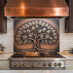 Antique Copper Tree of Life Glass Backsplash