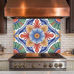 Hand-Painted Talavera Glass Backsplash