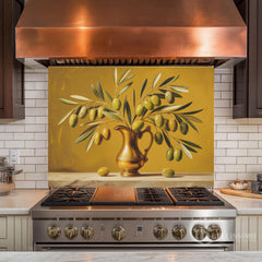 Honey Gold Olive Branch Glass Backsplash