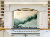 Zen Marble Glass Kitchen Backsplash: Tempered Glass Panel, Heat & Scratch Resistant
