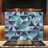 Abstract Wave Tempered Glass Kitchen Backsplash: Heat & Scratch Resistant