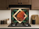 Art Deco Tempered Glass Kitchen Backsplash - Heat & Scratch Resistant
