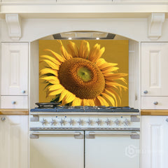 Painterly Sunflower Glass Backsplash