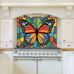 Colorful Butterfly Stained Glass Wall Art Panel