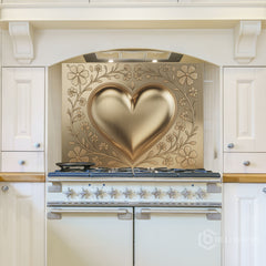 Engraved Brass Glass Backsplash