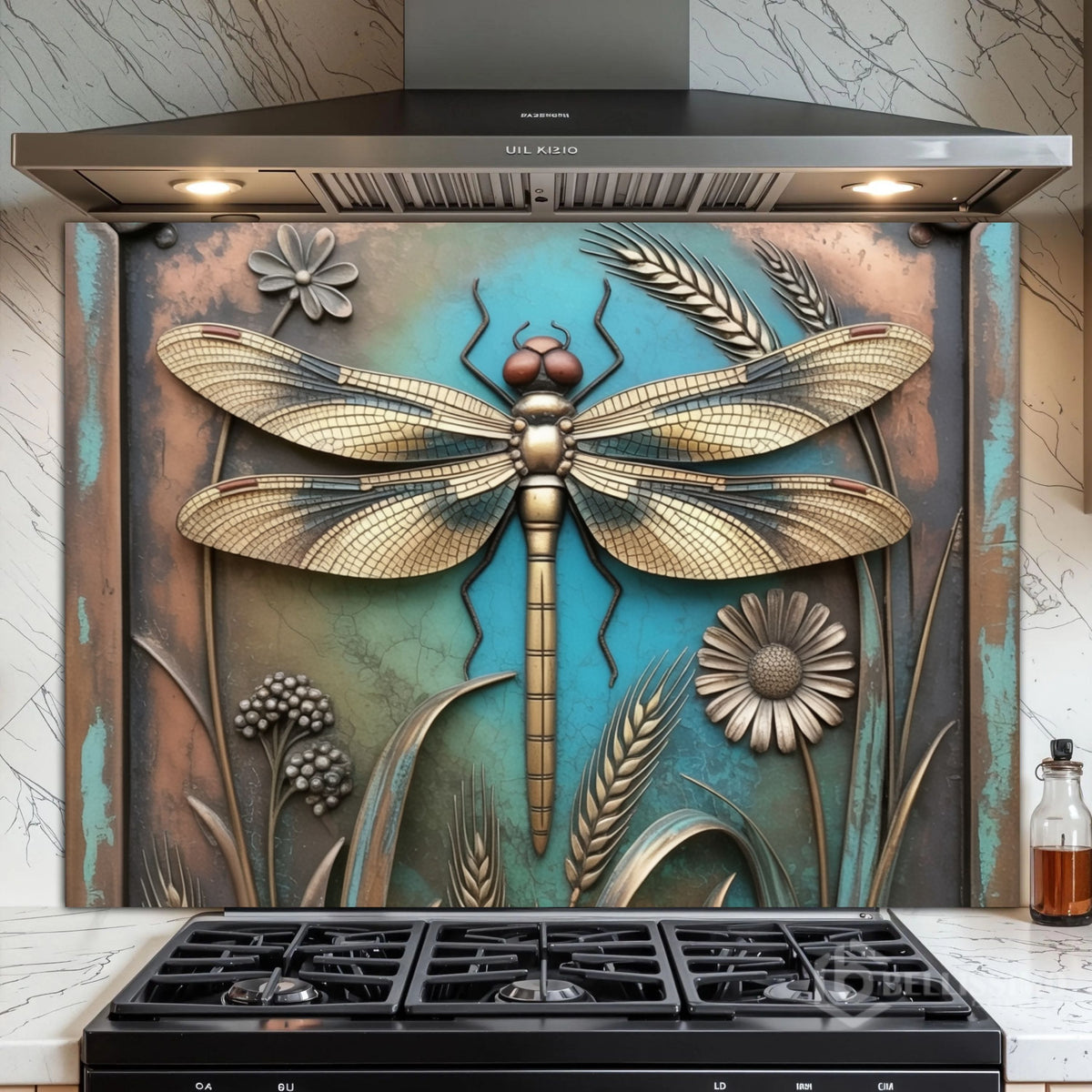 Artistic Metal Relief Custom Glass Wall Panel