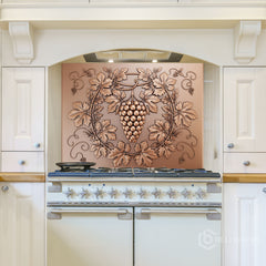 Decorative Copper and Brass Glass Backsplash