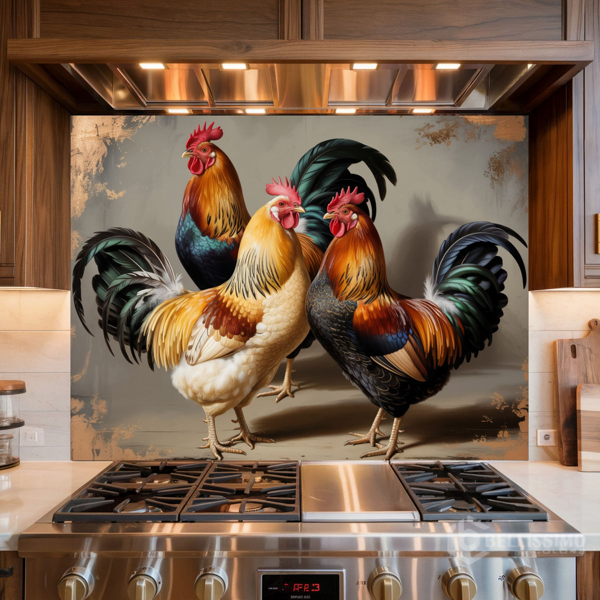 Rustic Trio Glass Backsplash Design