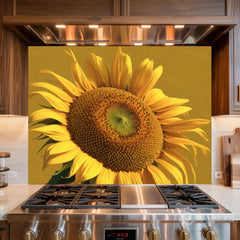 Painterly Sunflower Glass Backsplash