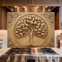 Gilded Tree of Life Glass Backsplash