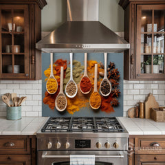 Full-Bleed Culinary Spice Spoon Grid Backsplash