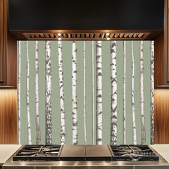 Minimalist Birch Forest Glass Backsplash