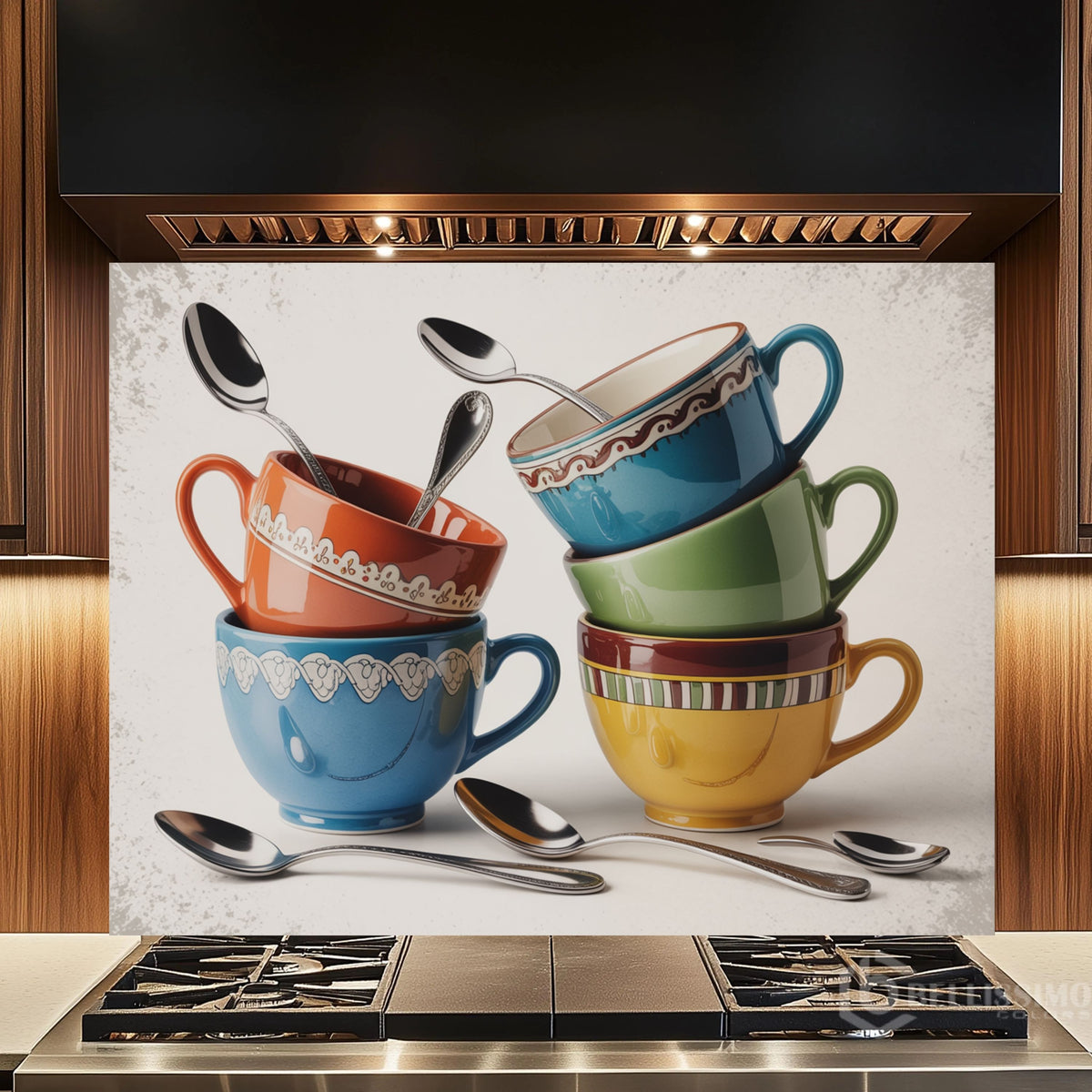 Whimsical Kitchen Still Life Glass Backsplash Design