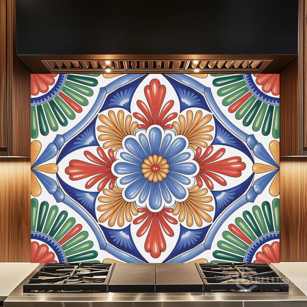 Hand-Painted Talavera Glass Backsplash